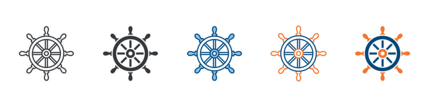 Ship Steering Icon Set Multiple Style Collection