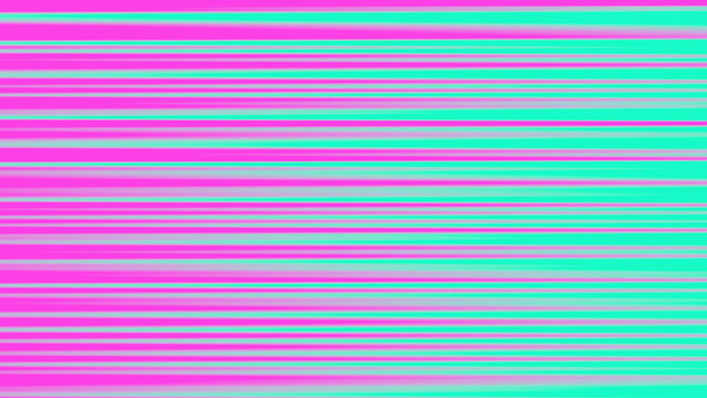 Abstract glitch art background with vibrant magenta and bright turquoise horizontal lines. Retro CRT monitor scanlines texture, neon cyberpunk signal error pattern.