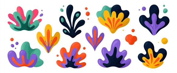 Obraz premium A vibrant collection of abstract fluid forms evokes joy and creativity in its whimsical designs.