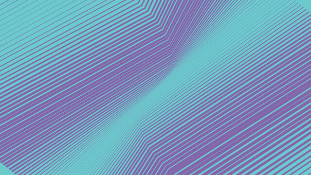 Teal and purple diagonal lines creating a warped geometric pattern abstract background