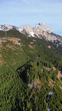 Serles Altar of Tyrol Stubai Alps Austria mountain range nature, aerial drone vertical video reel
