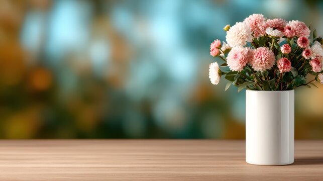 This exquisite image showcases a vibrant flower arrangement in a sleek modern vase, bringing a splash of color and beauty that enhances any indoor ambiance and elevates d&eacute;cor.
