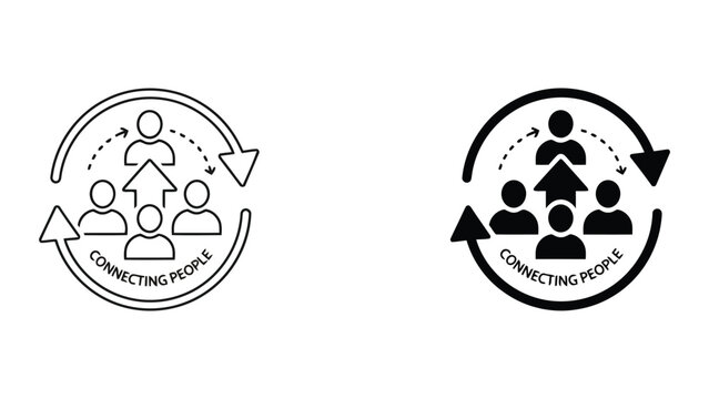 Connecting people business network circular flow chart vector icon set
