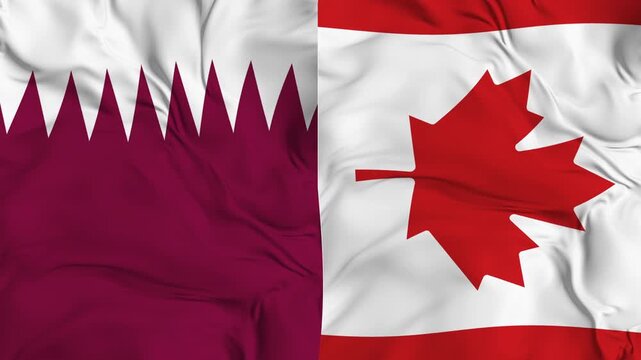 Qatar vs Canada flag animation seamless loop close-up. 4K