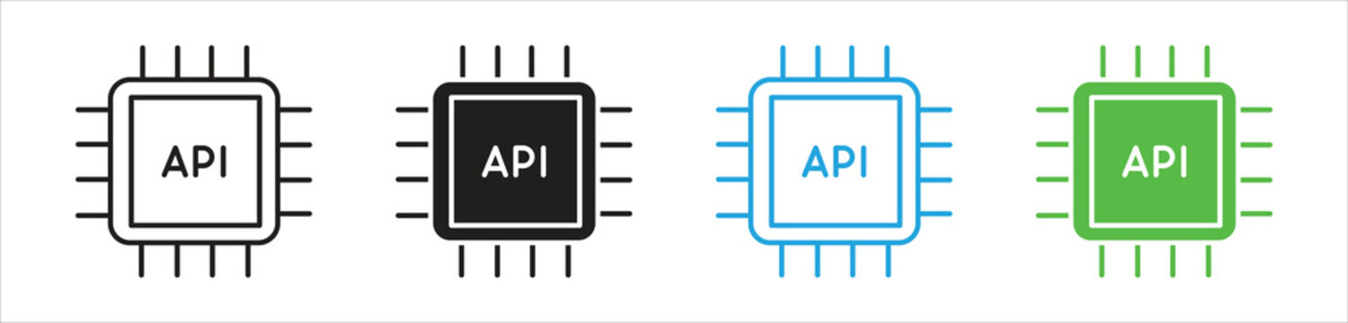 API Processor Chip Icon vectors illustration .
