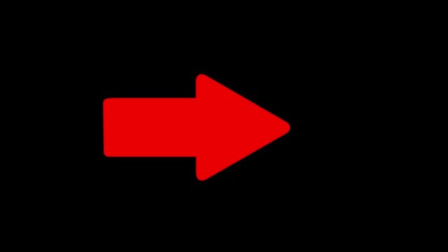 Animated 3D right arrow red color pointing on black background. arrow bouncing left to right. animation