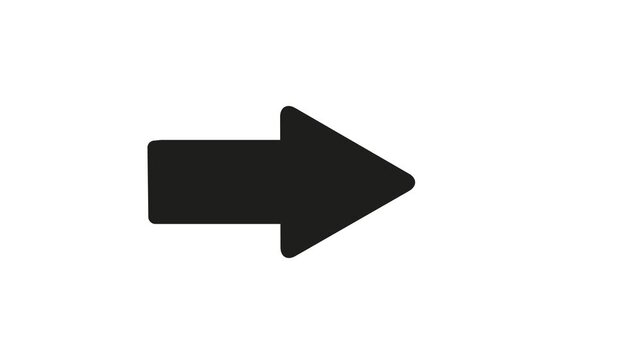 Animated 3D right arrow black color pointing on white background. arrow bouncing left to right. animation