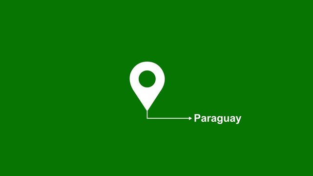 This is a United States state. of the city of Paraguay on green background. location icon animation. Country GPS location tracking icon. animation