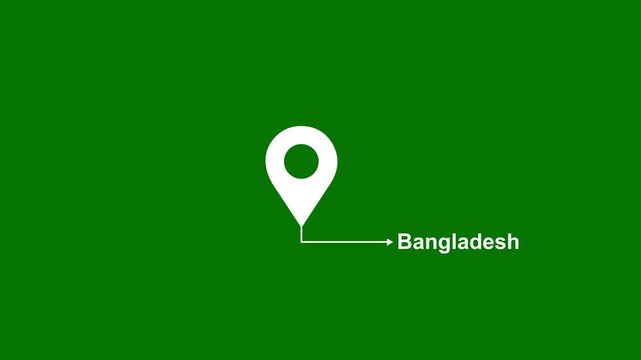This is a United States state. of the city of Bangladesh on green background. location icon animation. Country GPS location tracking icon. animation