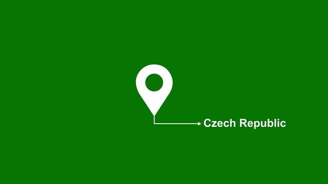 This is a United States state. of the city of Czech Republic on green background. location icon animation. Country GPS location tracking icon. animation