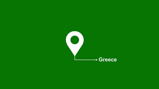 This is a United States state. of the city of Greece on green background. location icon animation. Country GPS location tracking icon. animation