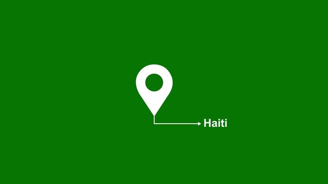 This is a United States state. of the city of Haiti on green background. location icon animation. Country GPS location tracking icon. animation