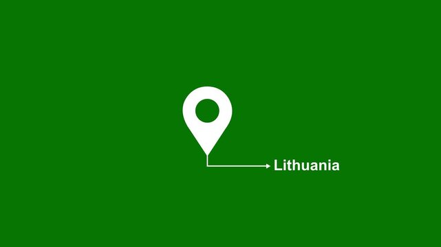 This is a United States state. of the city of Lithuania on green background. location icon animation. Country GPS location tracking icon. animation