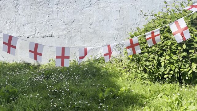 Celebrate the excitement of the World  with traditional England flag bunting proudly displayed in support of the national team. Featuring the iconic red and white St George&rsquo;s Cross flags fluttering
