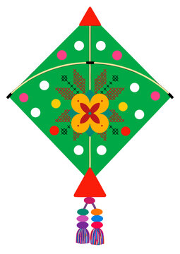 Colorful flying kite vector illustration for Makar Sankranti festival background