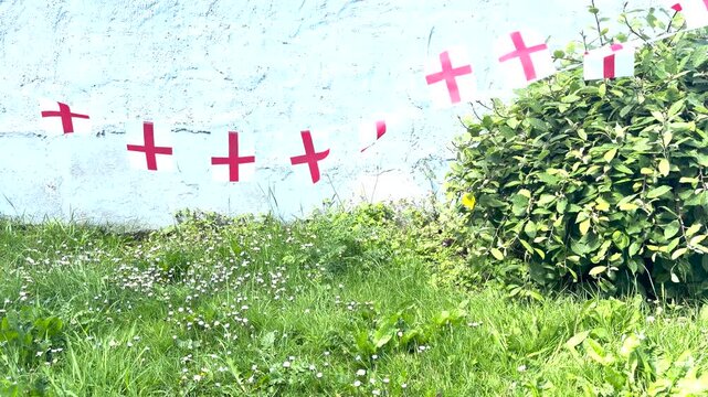 Celebrate the excitement of the World  with traditional England flag bunting proudly displayed in support of the national team. Featuring the iconic red and white St George&rsquo;s Cross flags fluttering