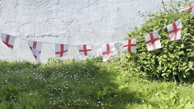 Celebrate the excitement of the World  with traditional England flag bunting proudly displayed in support of the national team. Featuring the iconic red and white St George&rsquo;s Cross flags fluttering