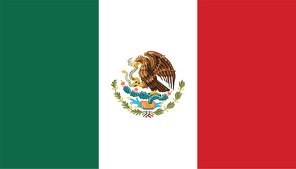 The national flag of mexico featuring the mexican coat of arms with an eagle snake and cactus © Clarios Stock