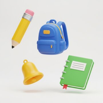 school supplies floating in air