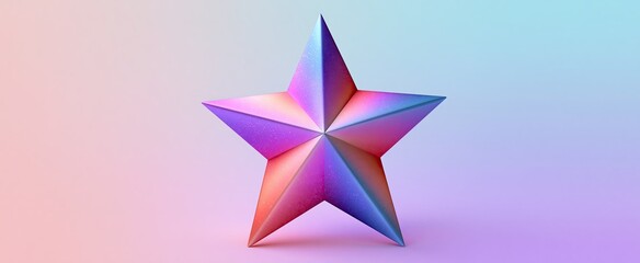 Obraz premium Bright pastel background featuring a colorful shimmering 3D star, perfect for festive children’s promotions.