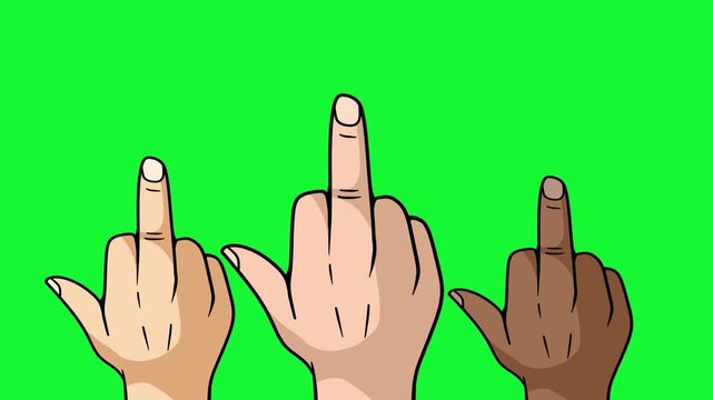 middle finger animation with transparent background good for looping video, finger video, etc