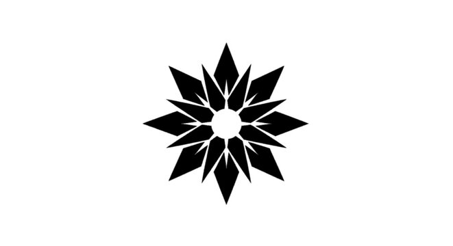 Minimal black silhouette icon, simple flat vector, bold black shape, no, no shading abstract star shape icon, geometric snowflake design element on a, flat icon style