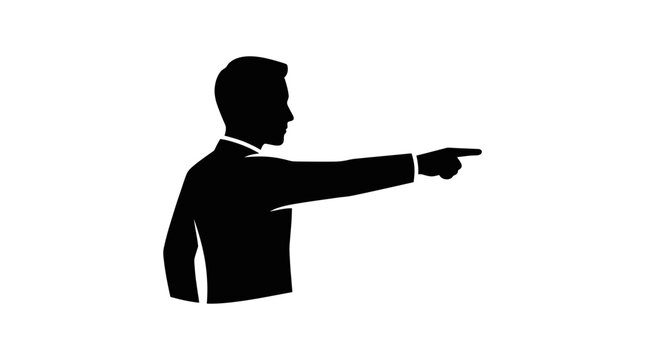 Silhouette of a man pointing right.