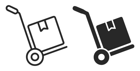 Hand truck icons with a box representing delivery and shipping services on transparent background © Артур Дацко