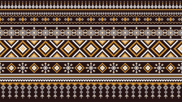 Abstract Geometric Cross Stitch ethnic pattern seamless.