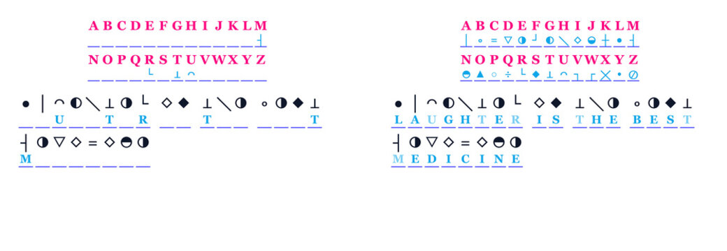 Alphabet chart showing symbols and letter correspondences  