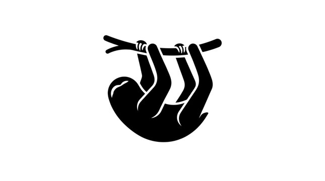 Silhouette of a Sloth Hanging from a Branch.