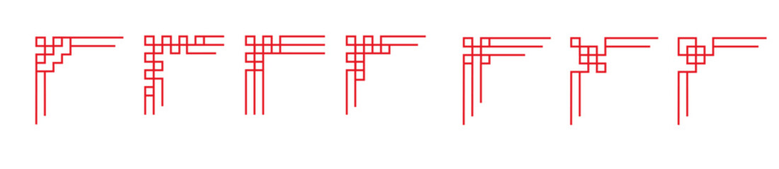 Obraz na płótnie Canvas Vintage Asian border template with traditional oriental ornaments. Geometric decoration featuring Korean and Japanese motifs, elegant lines, certificate design elements