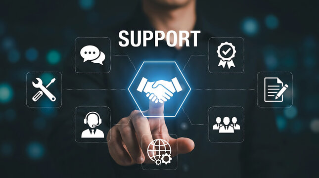 24 7 Customer Support Service Concept with Digital Clock and Online Assistance