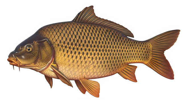Brown trout fish with black spots isolated on transparent background
