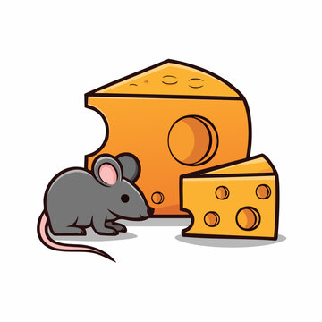 Cute Mouse and Cheese Illustration