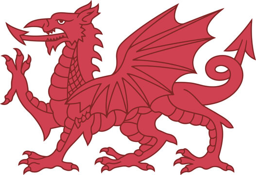 Red dragon on, a mythical creature symbol