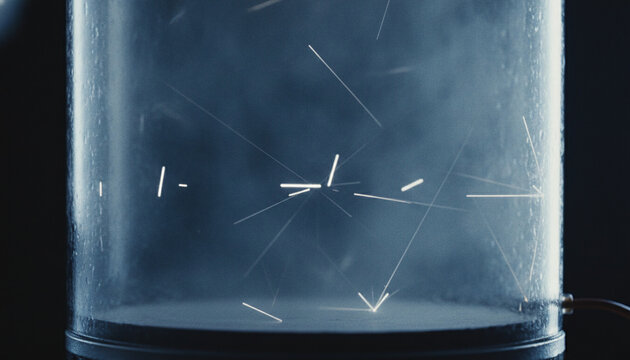 Wilson cloud chamber physics experiment with ionizing radiation particle tracks