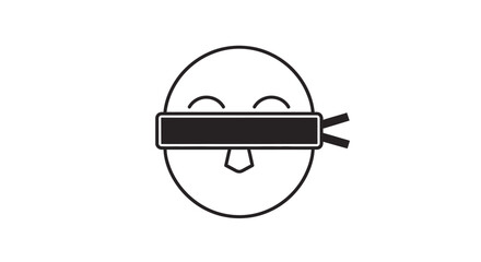 Fototapeta premium Blindfolded face icon representing ignorance or denial in minimalist style.