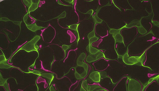 Microscopic serpentine magnetic domains in garnet film under polarized light