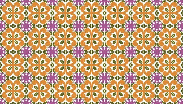 Seamless geometric floral pattern with elegant ornamental elements. Repeating decorative background suitable for wallpaper, fabric, textile, wrapping paper, packaging, home decor, surface design.