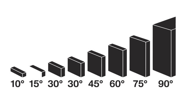 3d geometric bars showing angle progression from 10 to 90 degrees