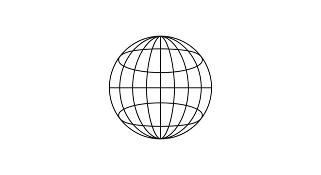 Wireframe globe illustration on white background.