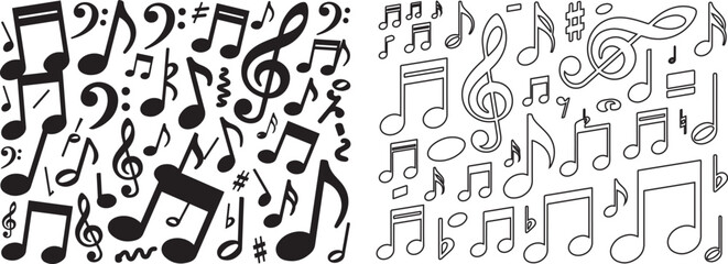 Collection of black and white musical notes © Rajib