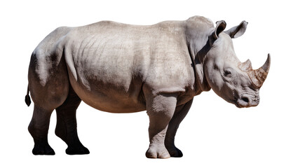 Obraz premium White rhinoceros with large horn and thick skin