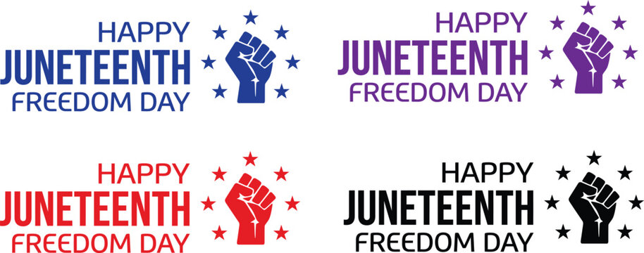 Juneteenth freedom day celebration logos
