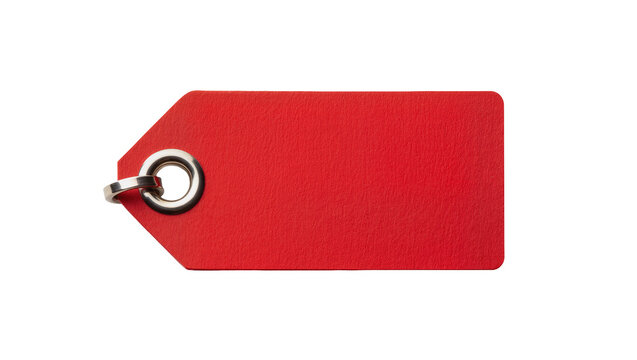 Red blank rectangular tag with metal grommet and ring