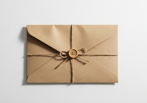 Brown envelope tied with twine and a button