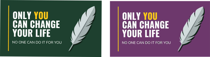 Inspirational quote posters with feather graphic © Md Abujafor