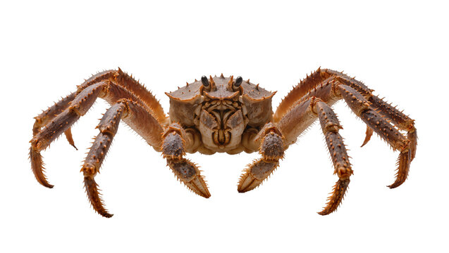 Spiky brown crab with long legs spread wide