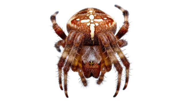 Brown Orb Weaver Spider with White Cross Mark on Abdomen